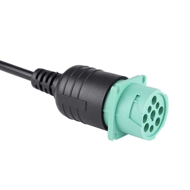 Qiilu 9 Pin to 16 Pin OBD2 Truck Diagnostic Scanner Cable Adapter J1962-J1939 for Cummins Diesel Engine(Male)