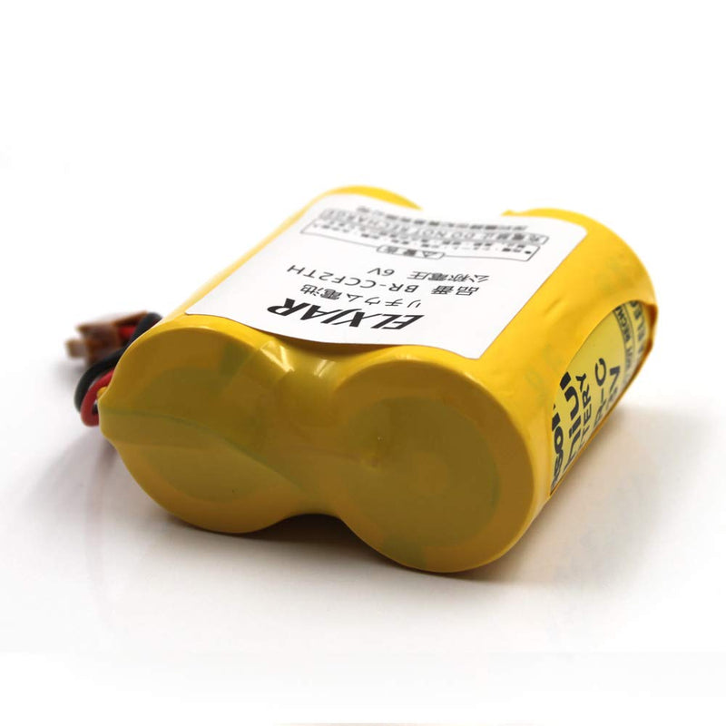 (2-Pack) BR-CCF2TH 6V Lithium Replacement Battery for Fanuc oi Mate Model-D, Panasonic Controls, PLC Computer Ge Fanuc A06 Series A98l-0001-0902, BR-CCF2TE CNC Coaster (Cutler Hammer), Brown Connector