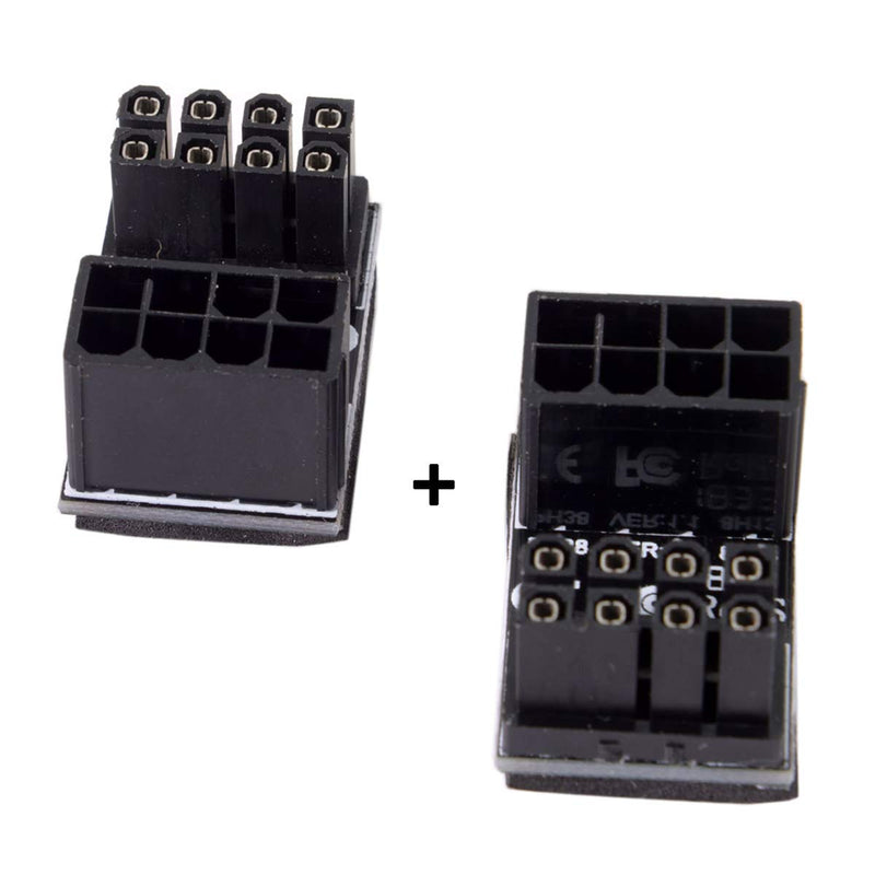 CY ATX 8Pin Female to 8pin Male 180 Degree Angled Adapter for Desktops Graphics Card 8PIN-8PIN*2