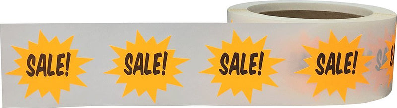 Burst Sale Stickers Fluorescent Orange Starburst Design, 2 Inches, 500 Total Labels