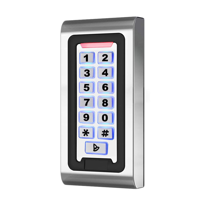AMOCAM Door Access Control System Stand-Alone Password Keypad + 5PCS Proximity Keychains, Support 2000 Users Card Reader, Waterproof, Backlight, Zinc Alloy Metal Case
