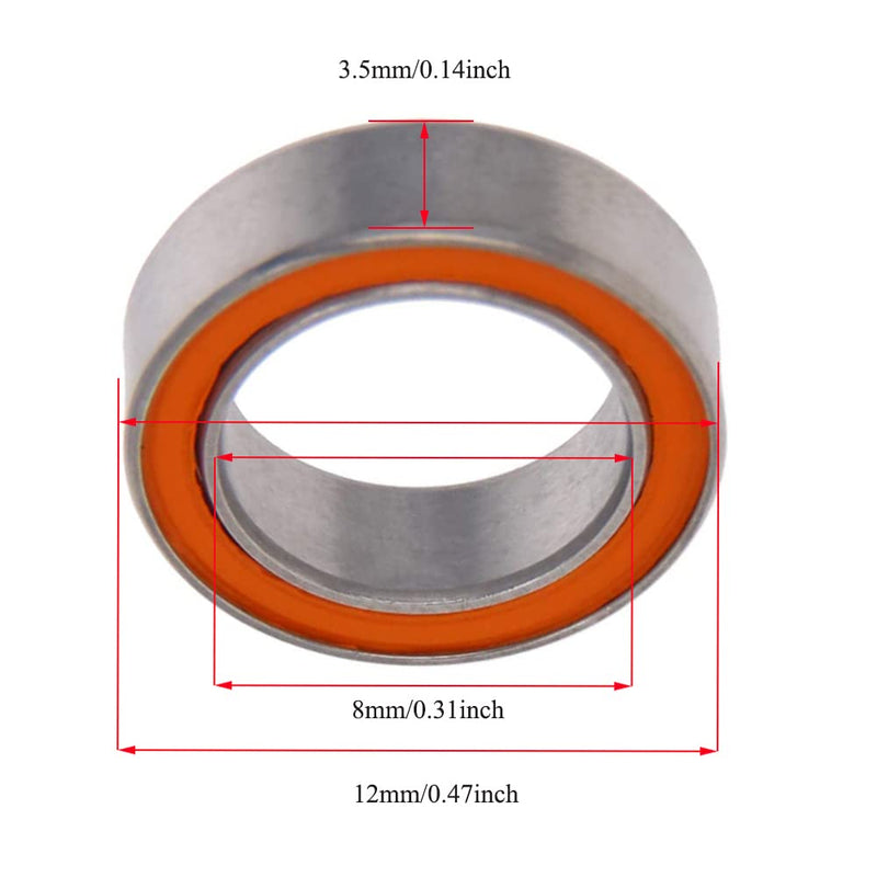 Bettomshin 1Pcs SMR128C-2OS Deep Groove Ball Bearing 8x12x3.5mm Double Sealed 440C Stainless Steel P0 Deep Groove Rolling Bearings Hybrid Ceramic Ball Bearing