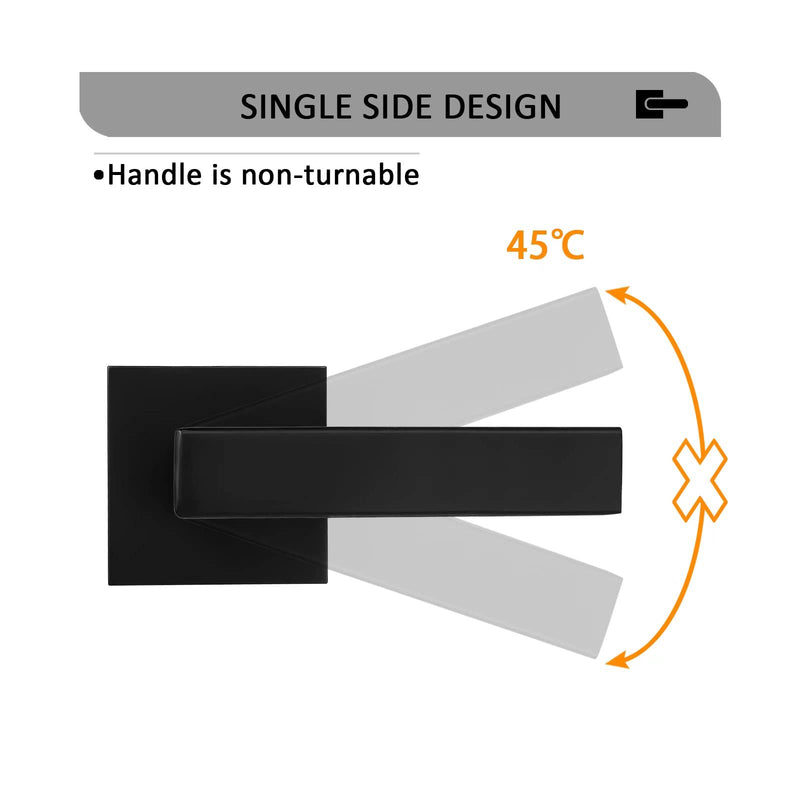Probrico [Pack of 1]Door Lever Dummy Lever Door Handle for Closets French Doors,Square Dummy Door Lever,Non-Turning Single Side Pull with Black Finish,Easy Installation Pull Only Lever Set 1 Pack Dummy-Half Knob