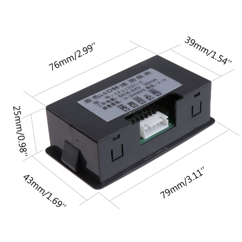 Fasizi 4 Digital LED Tachometer DC 8-24V Tachometer with Hall Proximity Switch Sensor NPN 10-9999RPM