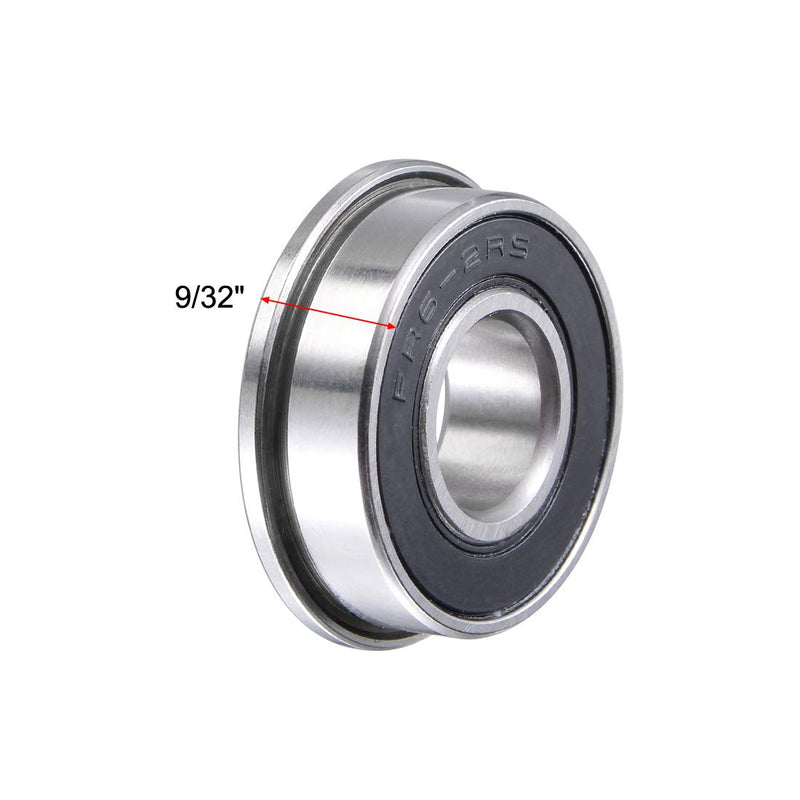 uxcell FR6-2RS Flanged Ball Bearing 3/8"x 7/8"x 9/32" Sealed Chrome Steel Miniature Ball Bearings 2pcs
