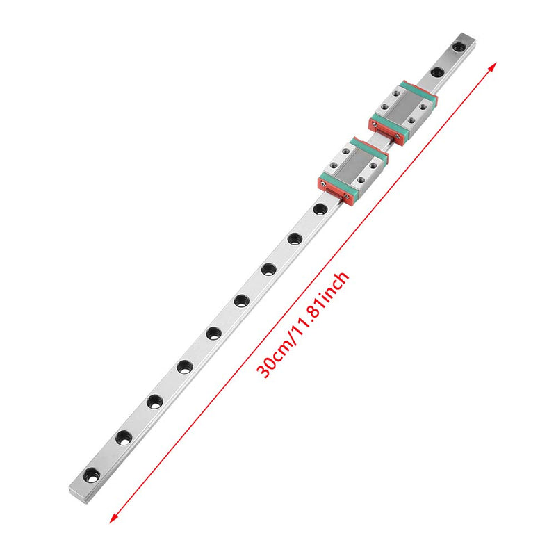 Linear Guide Rail, MGN9B 300mm Bearing Steel Linear Guide Rail with 2 Piece Linear Guide Block for Most Automatic Appliances