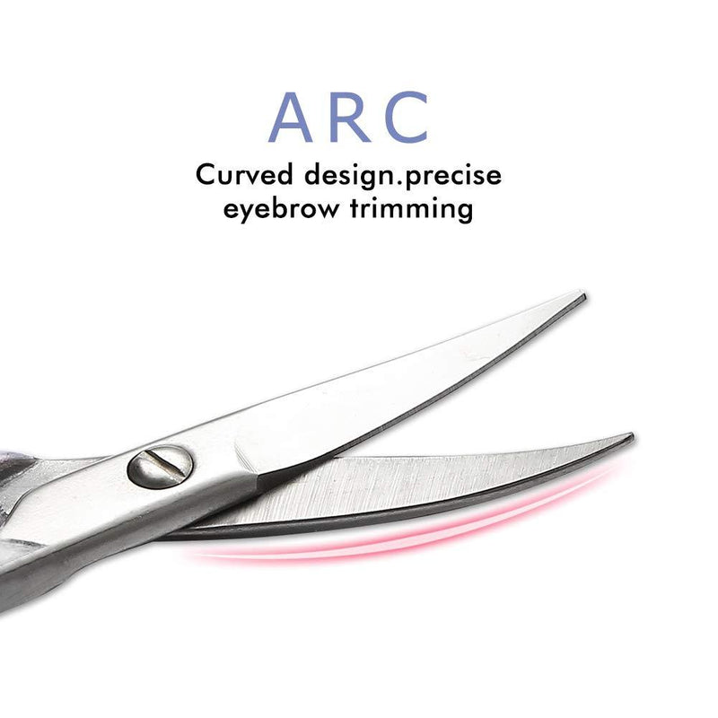 LIVINGO Premium Curved and Rounded Nose Hair Scissors for Men, 2 PC Set Nail Cuticle Manicure Scissors Shears Kit for Beard/ Mustache, Ear, Facial Hair, Eyebrows, Eyelashes for Women