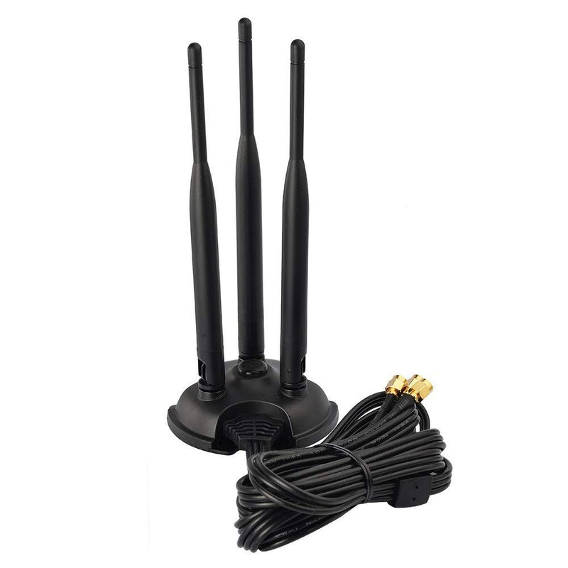 Eightwood 2.4GHz 5GHz Dual Band WiFi Antenna, 3 RP-SMA Male Antenna Magnetic Base for PC Desktop Computer, WiFi Wireless Router, Mobile Hotspot, PCI PCIe WiFi Card, External WiFi USB Adapter