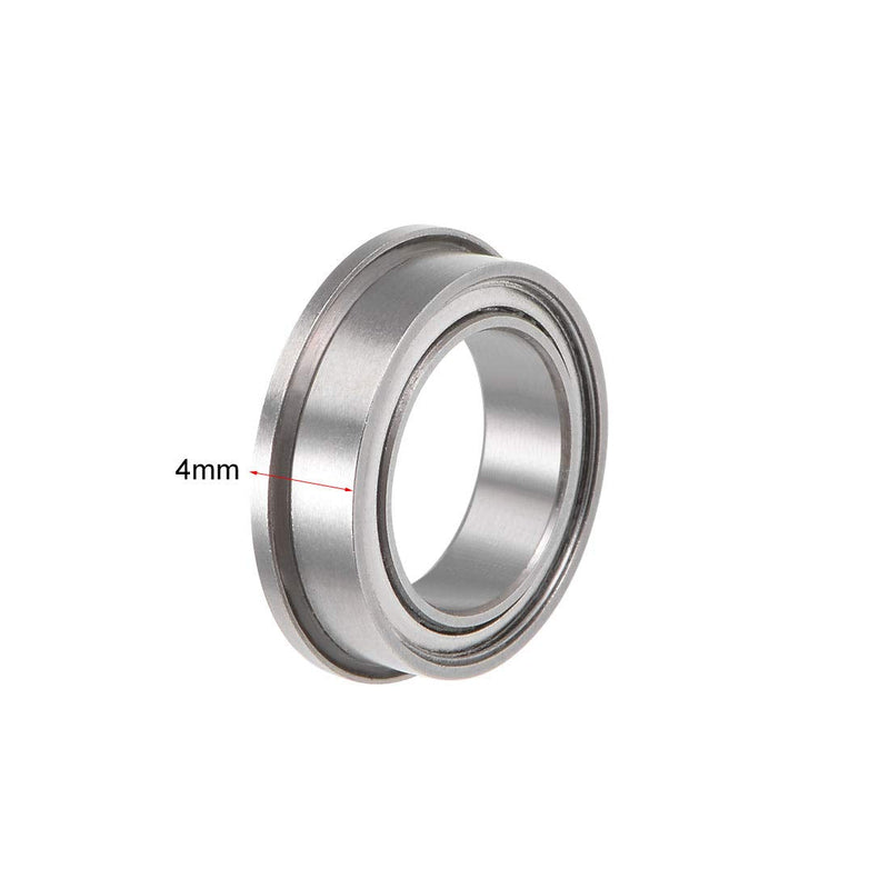 uxcell F6700ZZ Flanged Ball Bearing 10mmx15mmx4mm Double Shielded Chrome Steel Deep Groove Bearings 10pcs