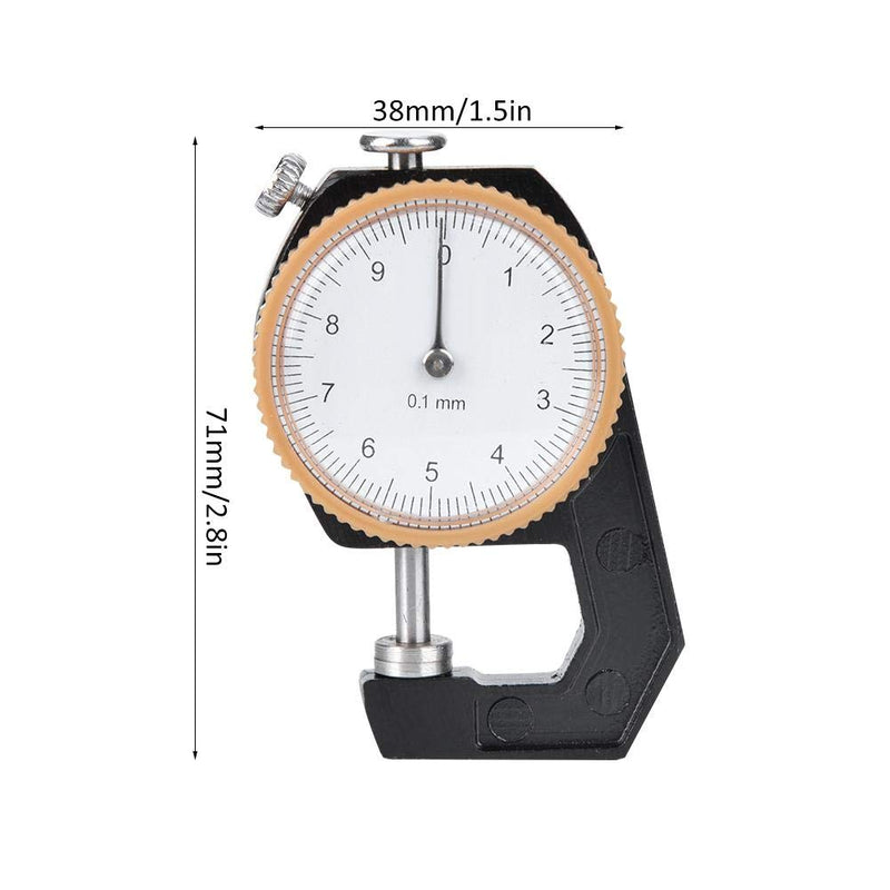 0~10mm Thickness Gauge, Flat Head Thickness Tester Dial for Leather Cloth Measuring Accuracy 0.1mm