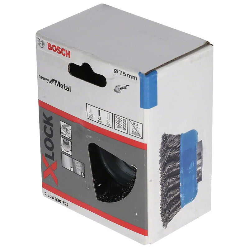 Bosch Accessories 1x Braided Cup Brush Heavy (for metal, X-LOCK, Ø 75 mm, wire thickness 0.5 mm, for Ø125 mm, angle grinder accessories) 0.5 mm