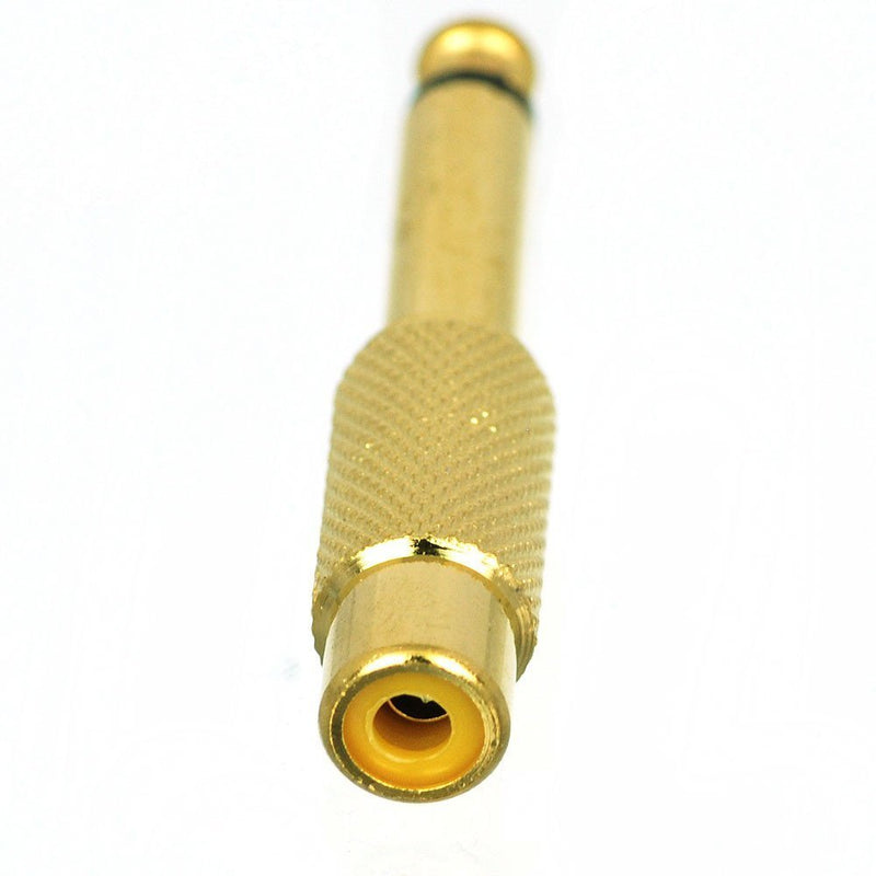 CESS 6.35mm 1/4inch Male Mono Plug to RCA Female Audio Adapter Connector - 6.35mm Mono Male to RCA Female (LW) (10 Pack)