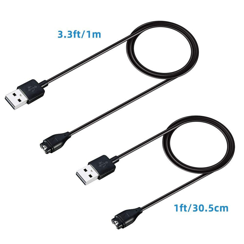 2-Pack Charger for Garmin Vivoactive 3, 1m/3.3ft Long & 1ft/30cm Short,Watch Charging Cable Replacement for Garmin Instinct,Vivosport,Approach S60 S40,Forerunner 945 935 245,Fenix 5