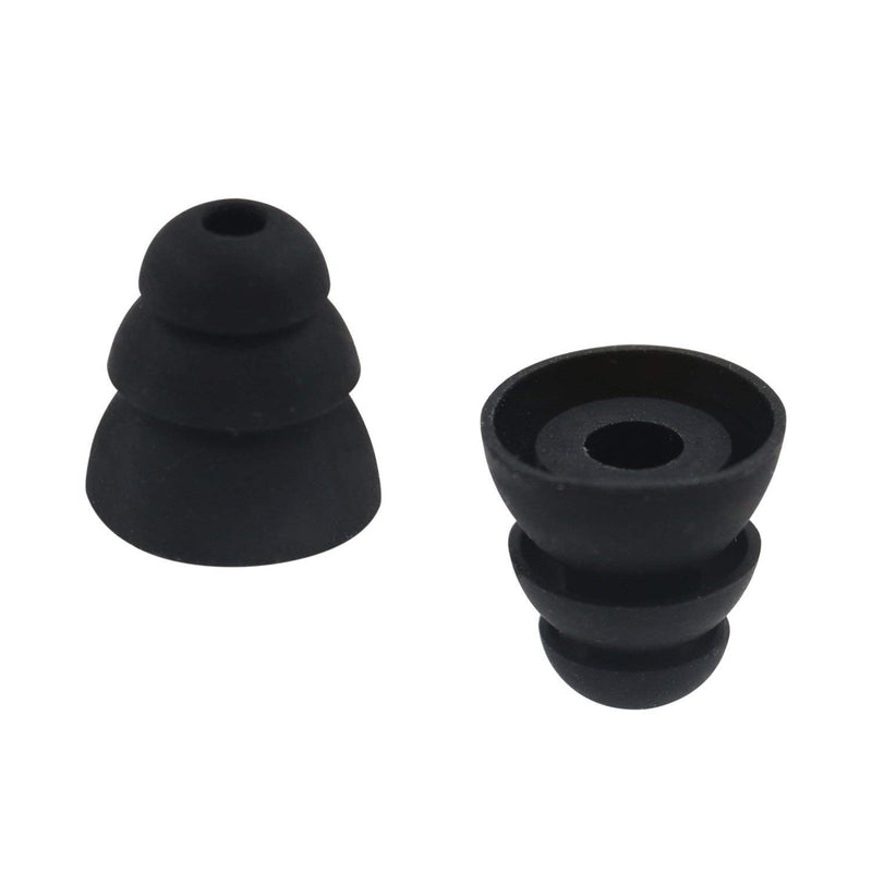 BLLQ 6 Pairs Replacement Triple Flange Ear Tips Earbuds Eartips Silicone Buds for Most in Ear Headphones (Sony Powerbeats Senso etc.) Black [Large Size] (3flange Tips L) Large