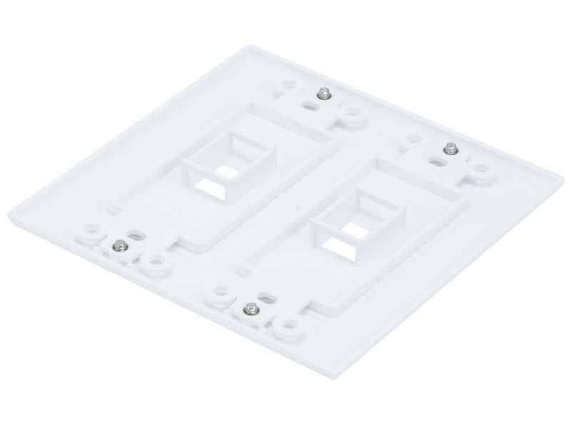 Monoprice 106829 2-Gang Wall Plate for Keystone 2 Hole, White