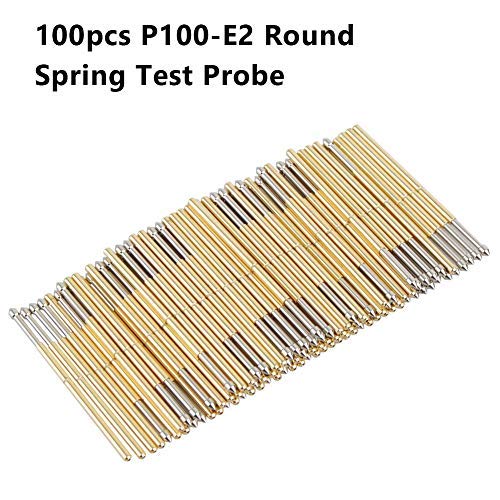 Pogo Pins 100 PCS. P100-E2 Spring Contact, Diameter 1.5mm Conical Head Pogo Pin Testing Tools