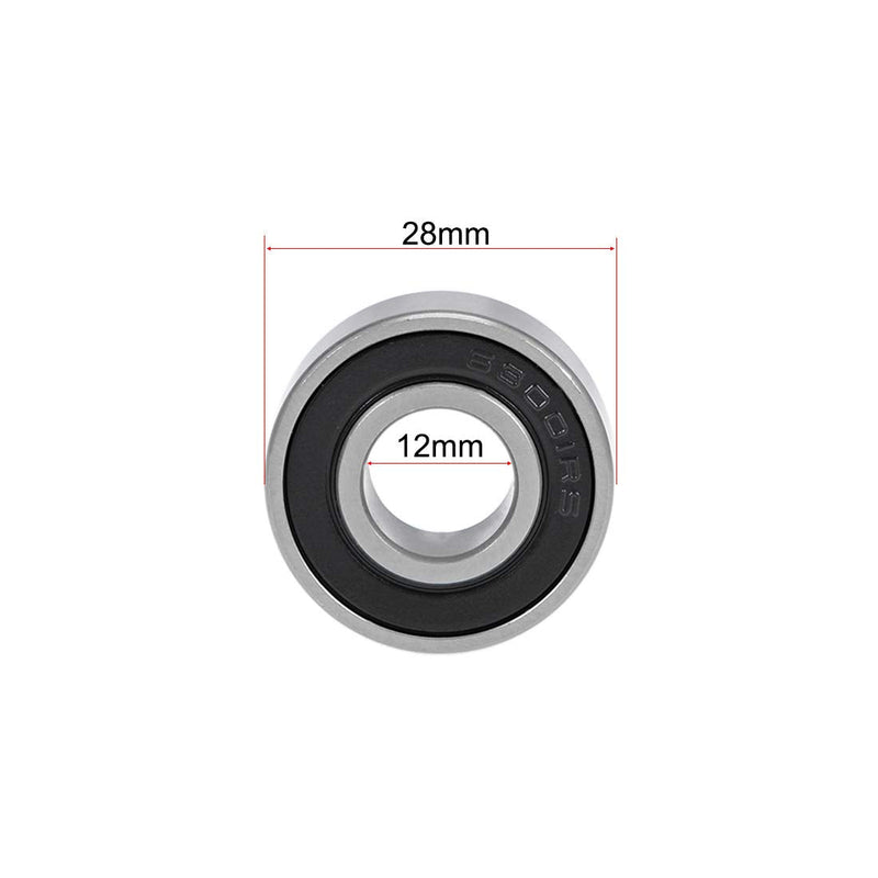 uxcell 63001-2RS Deep Groove Ball Bearings 12mm x 28mm x 12mm Double Sealed Chrome Steel Z2 ABEC1 12x28x12mm