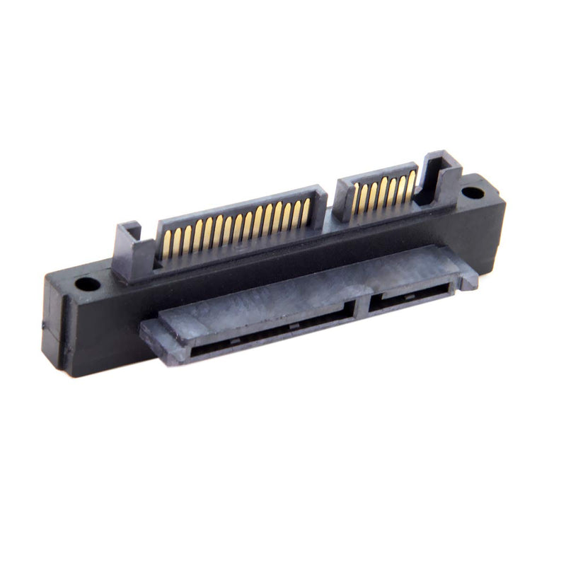 CY SATA 22Pin 7+15 Male to SATA 22Pin Female Extension Convertor Adapter 90 Degree Up Angled Black-Up-Angled