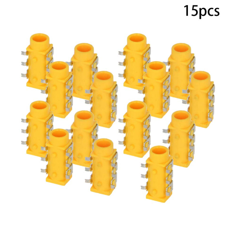 Fielect 15Pcs PCB Mount 3.5mm 6 Pin Socket Headphone Stereo Jack Audio Video Connector PJ313D Yellow Yellow 6 Pin PJ313D 15Pcs