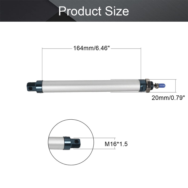 Othmro 1Pcs Air Cylinder MAL16 x 125 (16mm/0.63" Bore 125mm/4.9" Stroke Double Action Air Cylinder, M5 Single Rod Double Acting Aluminium Alloy Penumatic Quick Fitting Mini Air Cylinder MAL16x125