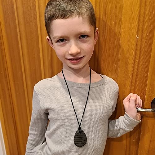 Munchables Tear Drop Chew Necklace for Children, Adults and Teens - Sensory Chewable Jewelry (Super CHEW - Charcoal) SUPER CHEW - CHARCOAL