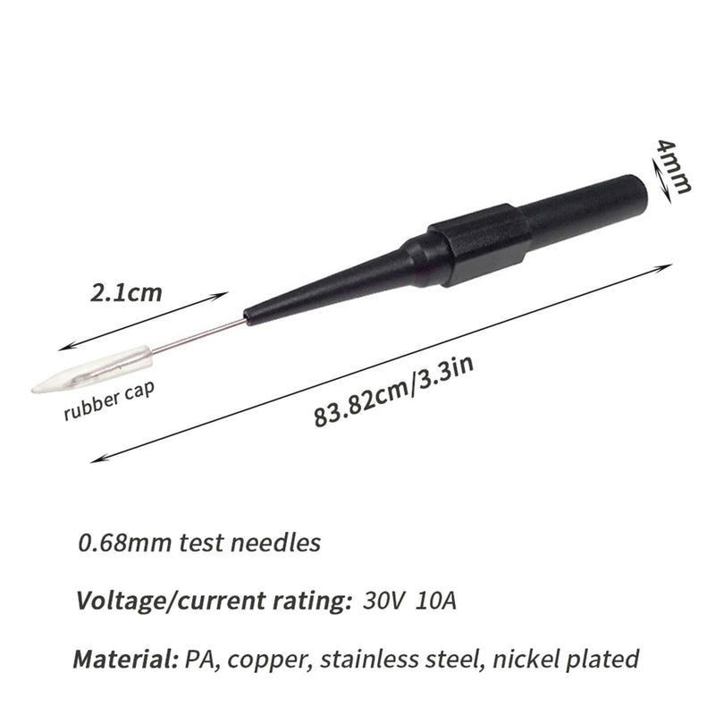 Peakelect 10PCS Insulated Wire Piercing Probe Automotive Back Probe Non-Destructive Multimeter Puncture Test Probe 0.7mm Needle Pin with 4mm Banana Socket, Red Black