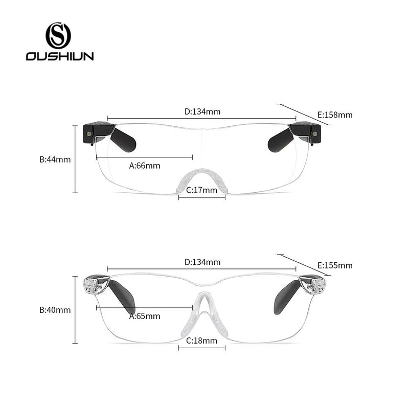 OuShiun Magnifying Glass with Light for Close Work 160% Lighted Magnifying Eyeglasses Rechargeable Led Lights for Readers Women Men Reading Small Prints Labels Hobbies (Black, 1.6X 2pack)
