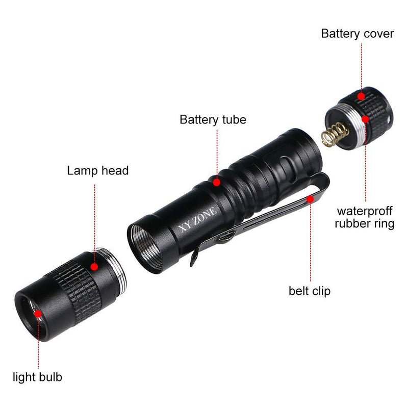 XY ZONE Ultra Slim LED Flashlights XP-1 XPE-R3 1000LM Mini Clip Lamp Penlight Torch Powered by 1 x AAA 5Pcs (Battery not include) Version 1