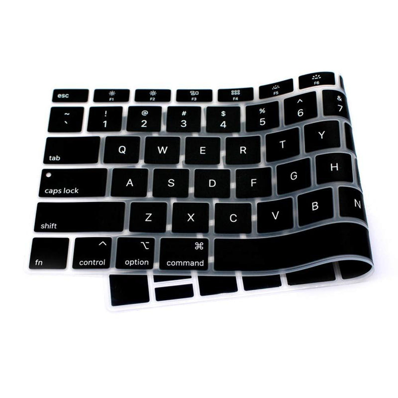 ProElife Premium Keyboard Cover Ultra Thin Silicone Keyboard Protective Skin for 2018 2019 MacBook Air 13" 13.3-Inch with Touch ID (A1932 US Layout) (NOT FIT for 2020 Version) (Black) For 2018-2019 Air 13'' A1932 Black