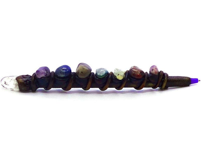 Rainbow Chakra Tumbled Gemstone Healing Crystal Handmade Refillable Ink Pen