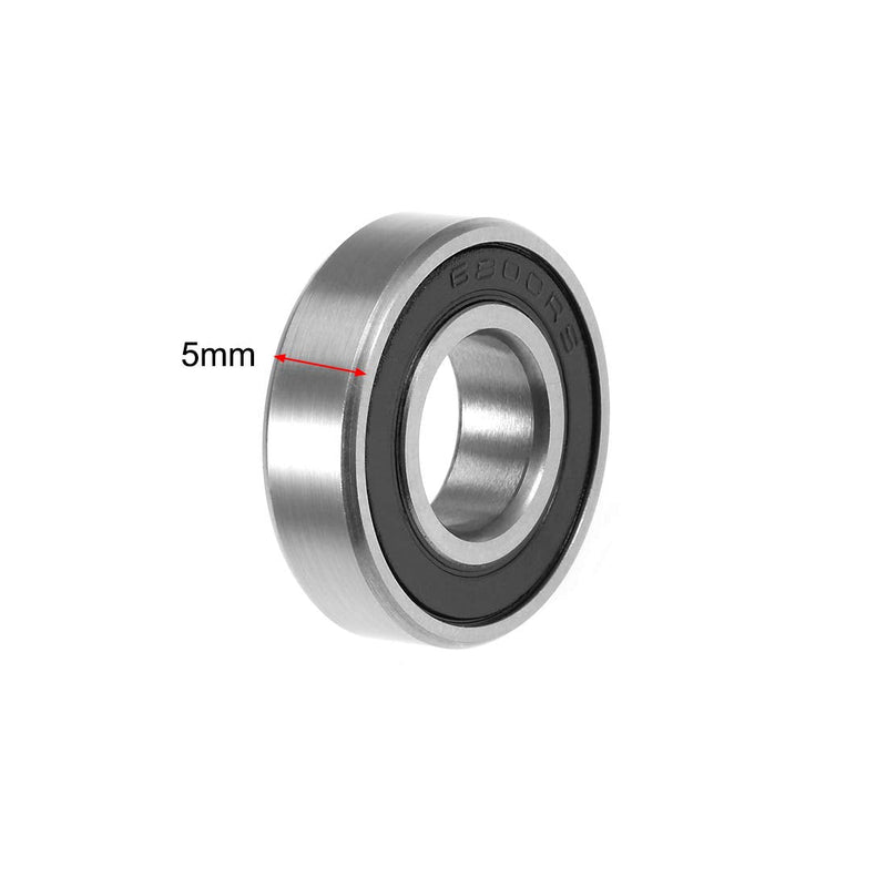 uxcell 6800-2RS Deep Groove Ball Bearing 10x19x5mm Double Sealed ABEC-3 Bearings 5-Pack