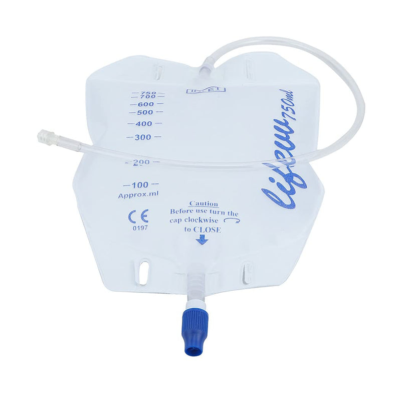 Lifevv 3 Pack Urine Drainage Bag, Nephrostomy Bag with Twist Drain Valve, 20'' Silicone Tube and Cloth Backing (750ML)