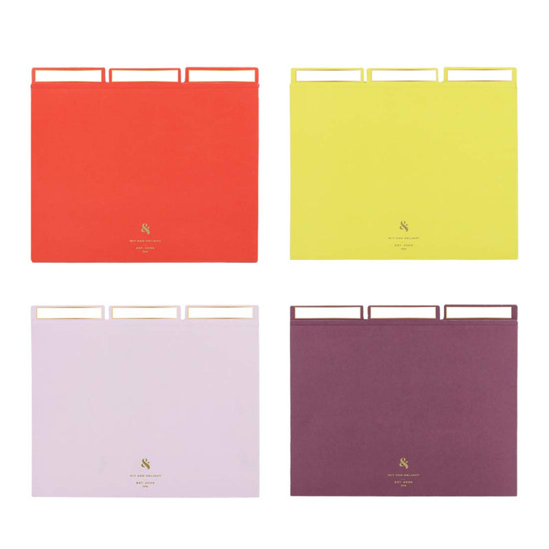 Wit & Delight Assorted File Folder Set, Red/Yellow/Lavender/Purple (DLS1825) Red, Yellow, Lavender & Purple