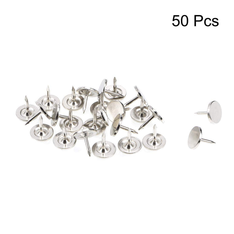 uxcell Upholstery Nails Tacks 9.5mmx10mm Flat Head Furniture Nails Pins Silver Tone for Furniture Sofa Headboards, 50 Pcs