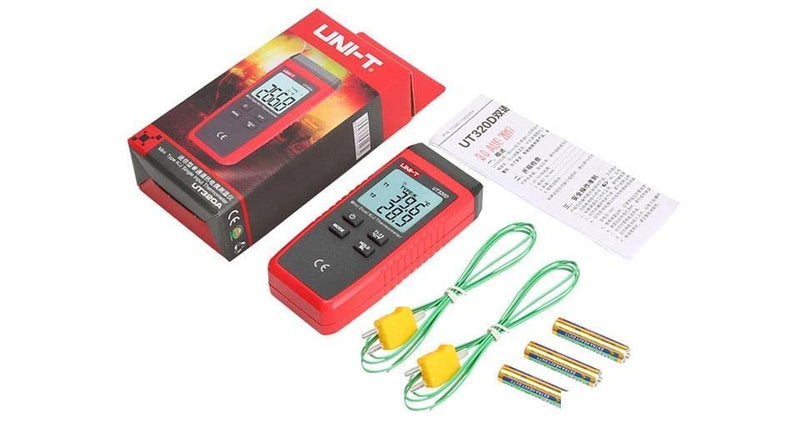UNI-T UT320D Series UT320 Mini Contact Thermometer, Dual Channel, -50°C to 1300°C