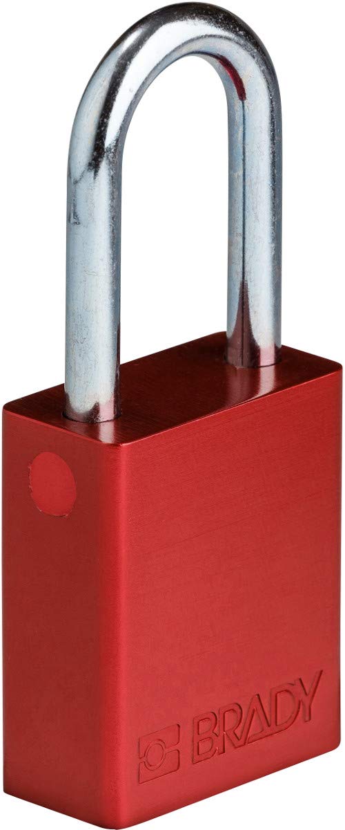 Brady SafeKey Lockout Padlock - Aluminum - Red - 1.5" Steel Shackle Vertical Clearance - Keyed Different