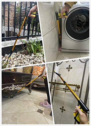 GrabRunner Reacher Grabber Tool, 32" Foldable Pickup Tool, with Strong Magnetic Lightweight Aluminum Reaching Aid with Rotating Rubber Gripper, Long Arm Extender for Elderly, Garden Nabber (Gold)