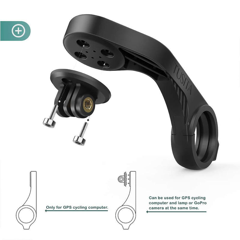 TUSITA Out Front Mount Compatible with Garmin Edge GPS Bike Computer, XOSS G/G+, Varia RTL510 Radar - Cycling Handlebar 25.4mm 31.8mm Light Holder Camera Bracket - Extended Mount Road MTB Accessories gps mount