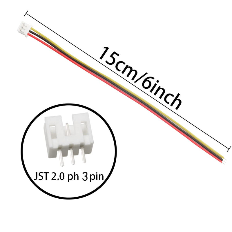 JST Connector Wire ITROLLE 30PCS Mini Micro JST 2.0 PH 3-Pin Female Connectors Plugs with 15cm Wires Cables and Male Plug