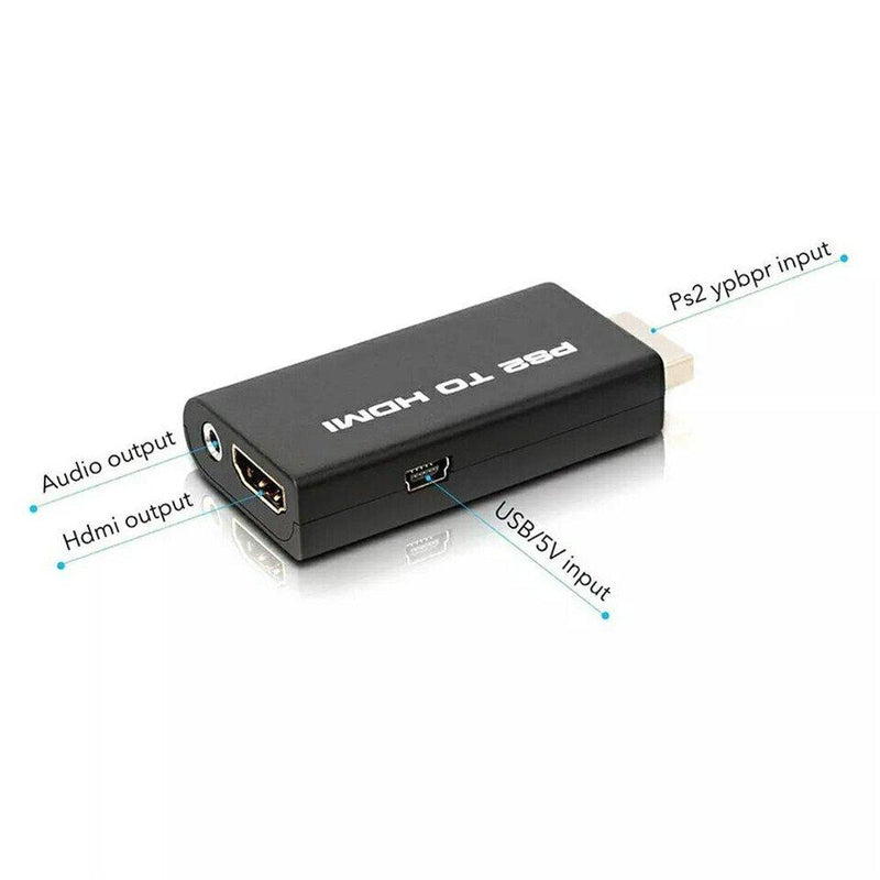 1080P PS2 to HDMI Adapter Converter with 3.5mm Audio Output + 5 Feet HDMI Cable for HDTV HDMI Monitor