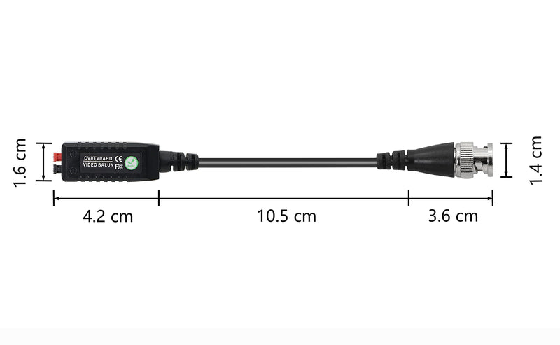 YACSEJAO HD Video Balun Connectors,BNC Video Balun Transceiver,Balum Connector Passive,Twisted Pair Transmitter,Support HD-CVI/AHD/TVI Video Signals for CCTV - 2 Pack