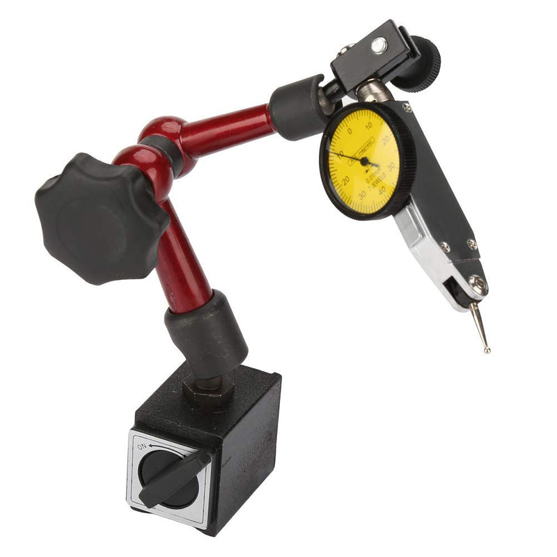 Dial Indicator, Flexible Strong Magnetic Stand Base Holder with Lever Dial Test Indicator Gauge Exactness Scale and Installation Accessories 0~0.8mm