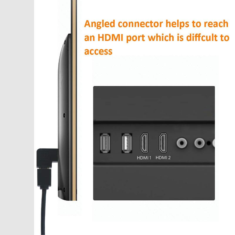 VCE HDMI 90 and 270 Degree Adapter 4-Pack, Right Angle HDMI Male to Female Vertical Flat Adapter HDMI L Shape Extender 3D 4K Supported