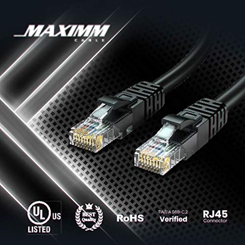 Maximm Ethernet Cable 75 ft CAT6 High Speed Internet Network LAN Cable Cord, Outdoor Waterproof (Black)
