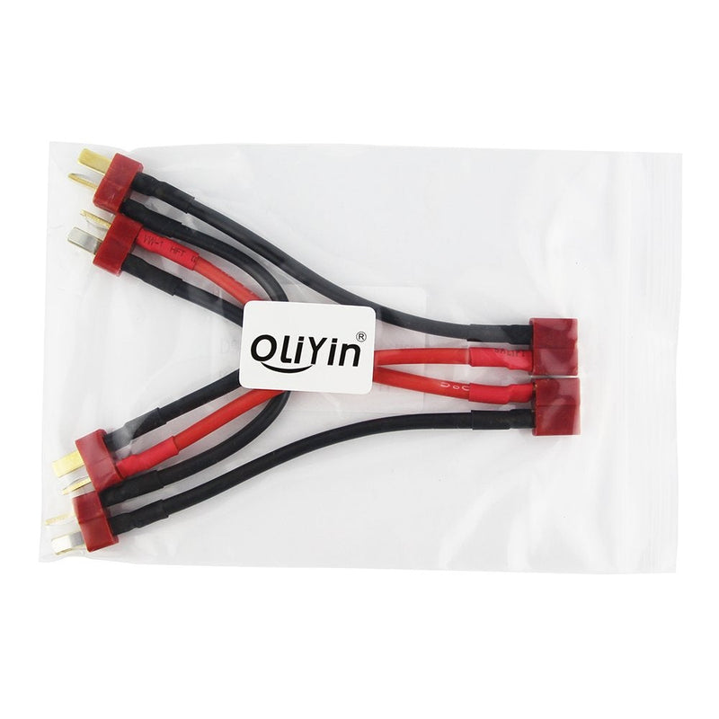 OliYin 2pcs Deans 2-Male to 1-Female Series Connector Adapter Double Voltage LiPo 14awg 3.93"(Pack of 2)