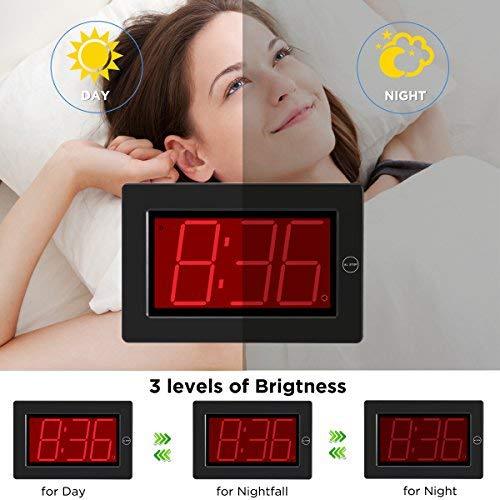 KWANWA Digital LED Wall Clock with 3'' Large Display Battery Operated/Powered Only - Black LED Display 3"