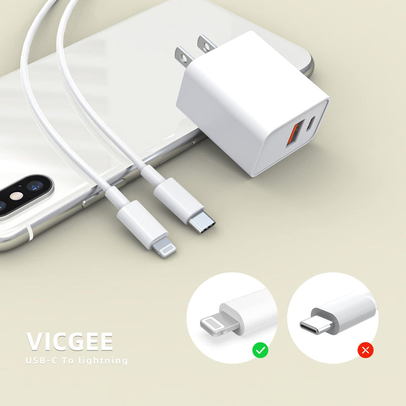 [for Apple MFi Certified] 20W Fast Charger for iPad 9th Generation 10.2 inch 2021 Gen A2603 A2604 with 6.6 Ft USB-C to Lightning Charging Cable Power Supply Adapter Cord