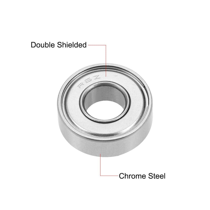 uxcell R6ZZ Deep Groove Ball Bearing 3/8"x7/8"x9/32" Double Shielded Chrome Steel Bearings 2-Pack