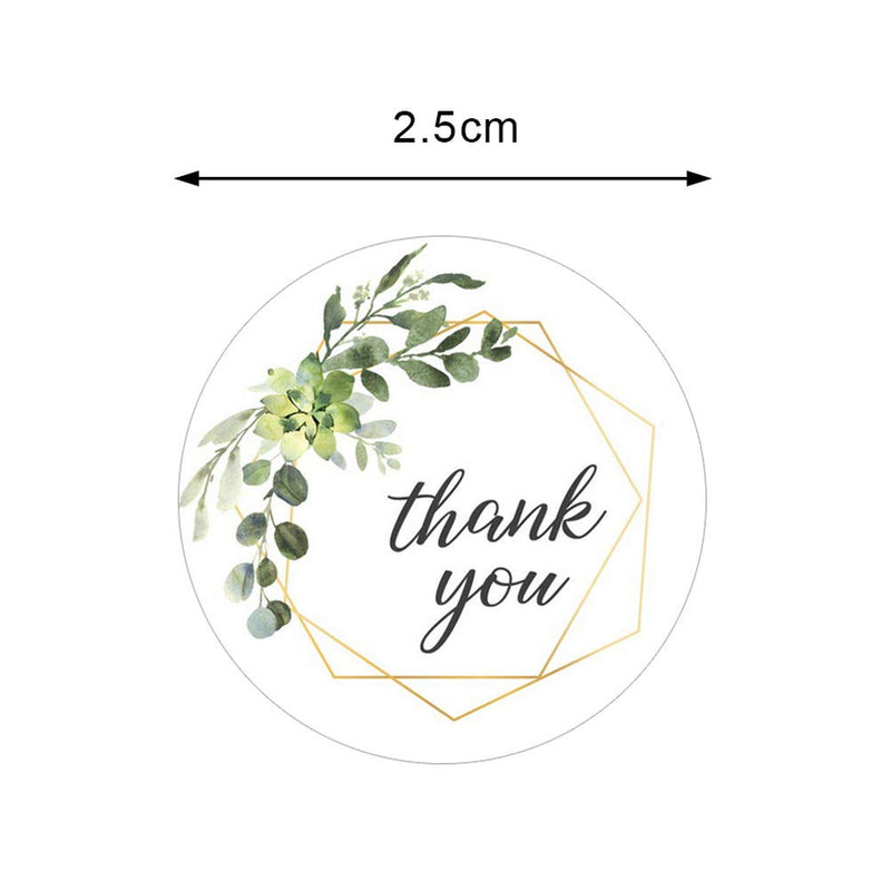 Pengxiaomei 1 Inch 500 Thank You Stickers in Roll, 4 Floral Different Designs Homemade Labels Greenery Frames Thank You Stickers Boho Labels for Gift Wraps, Envelopes, Business, Graduation, Wedding