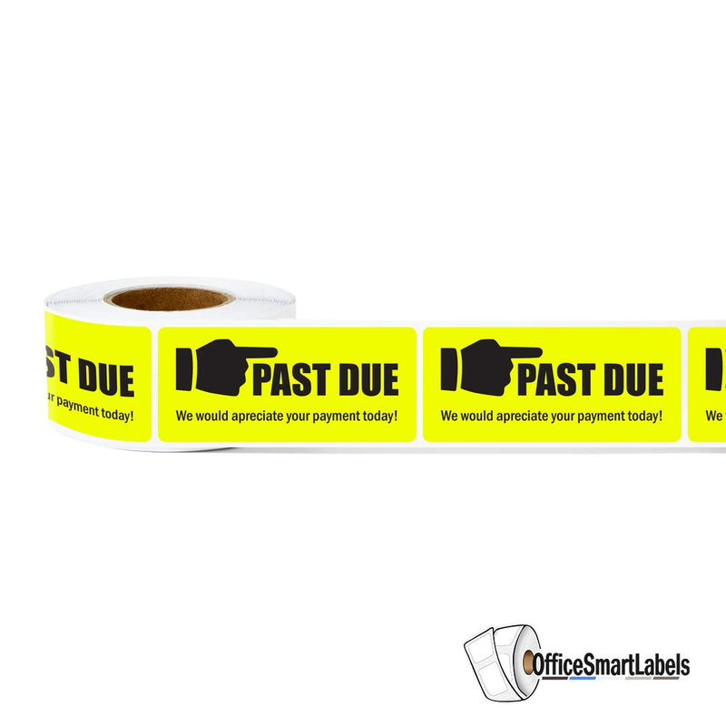 300 Labels - Past Due Stickers for Billing, Collections, Final Notices & Accounting (2.25 x 1 inch, Yellow, 1 Roll) Past Due (2.25 X 1)